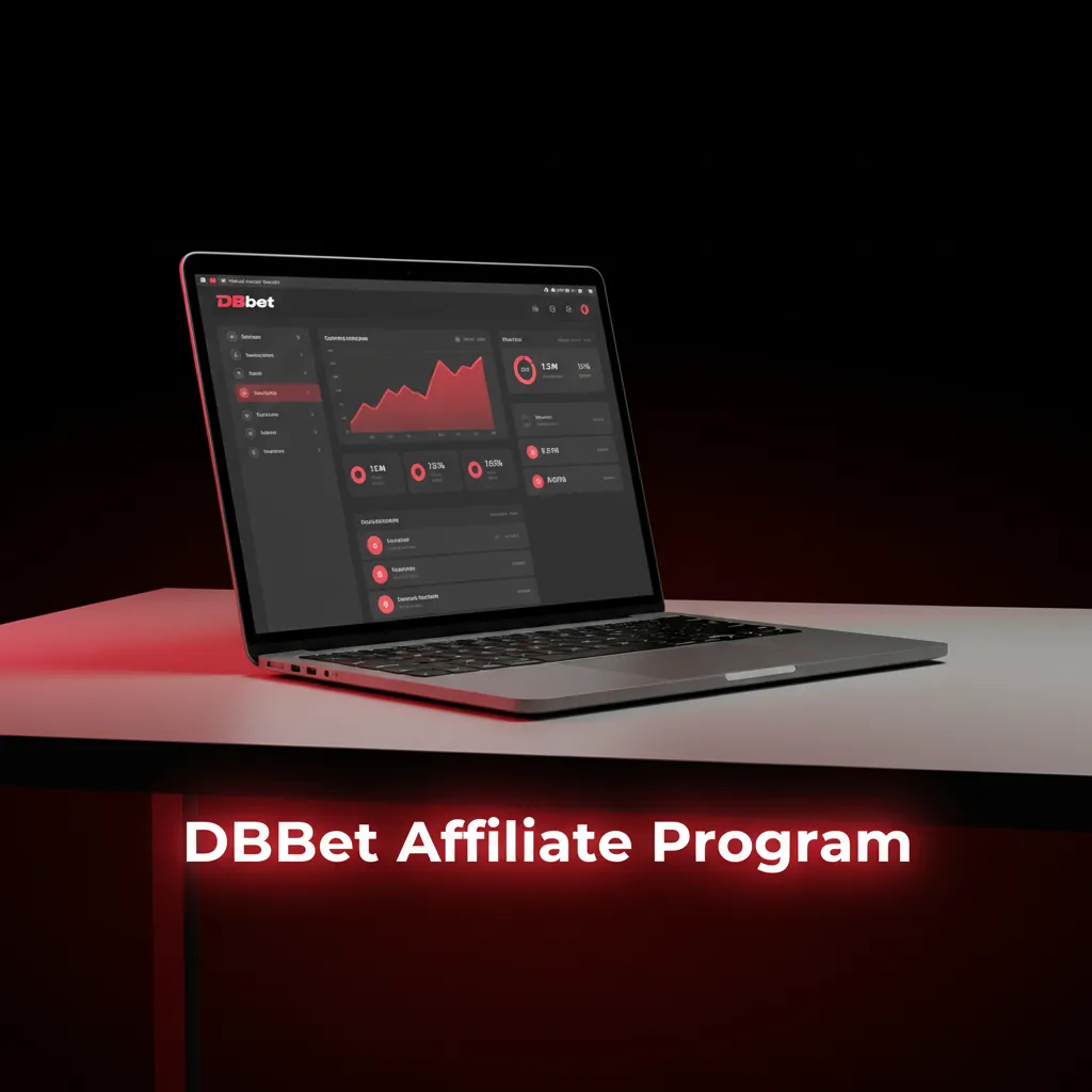 DBBet Affiliate Program banner: promote brand, earn revenue share, with marketing materials, real-time stats, timely payouts.