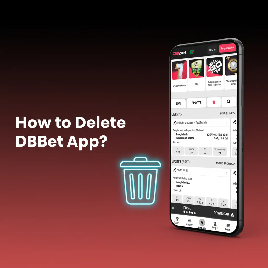 Steps to delete DBBet: Android—long-press icon > App info > Uninstall or Settings; iOS PWA—hold icon, Remove Bookmark.