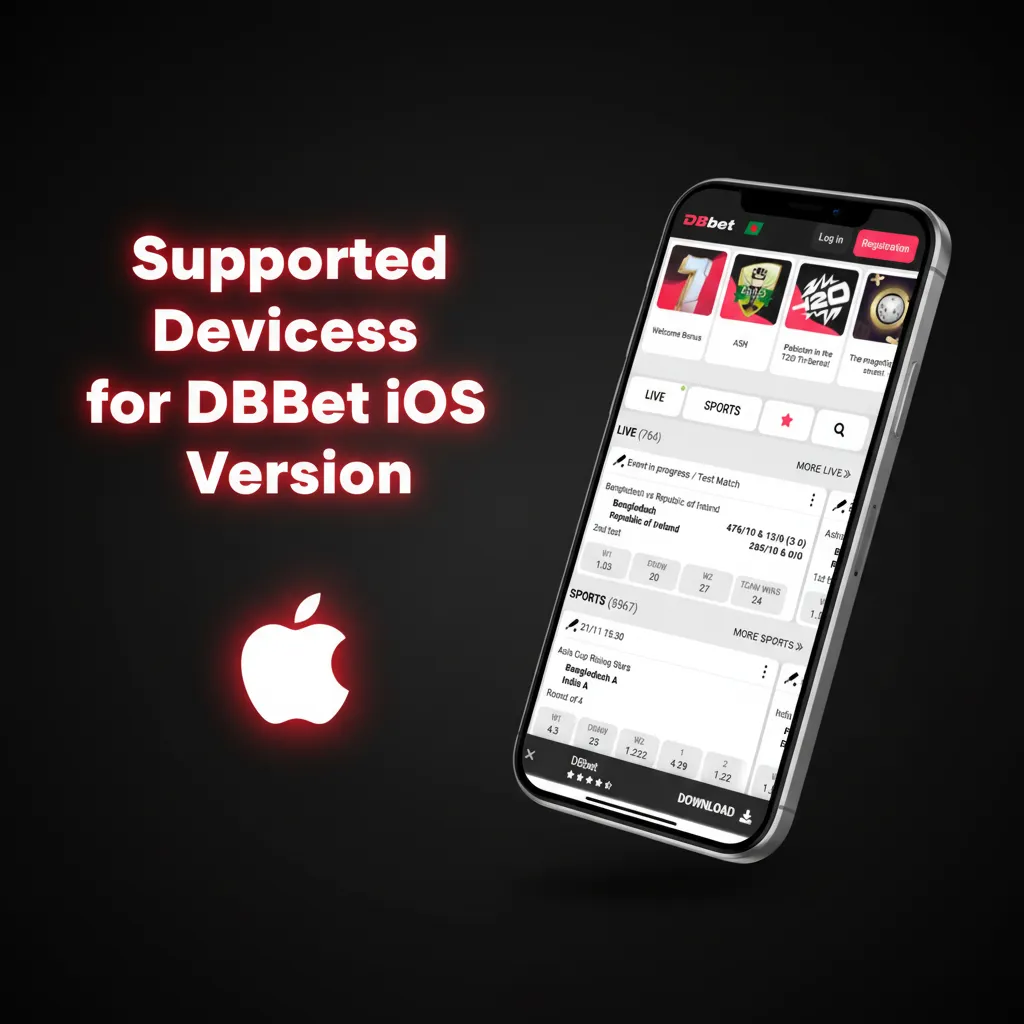 DBBet iOS PWA supported devices: iPhone 12–15, SE (2020/2022), iPads on iPadOS 15+. Requires iOS 13+ and Safari.